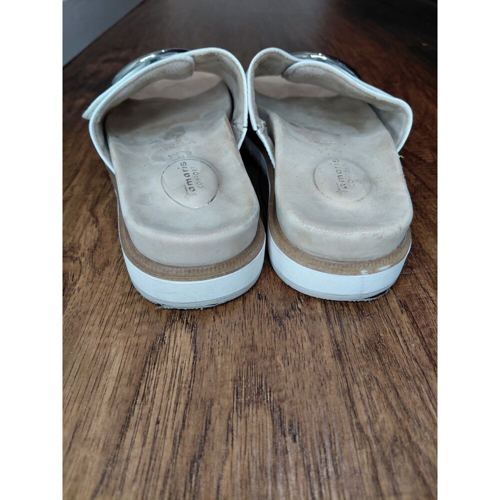 Tamaris Comfort White Nappa Sandals Women Size 37 - Picture 13 of 16